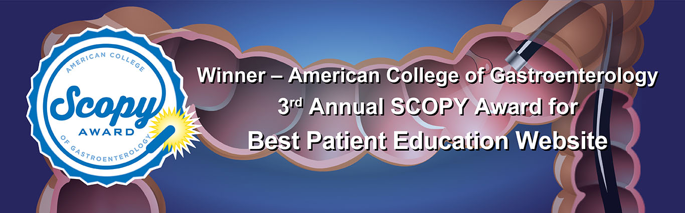 Winner - American College of Gastroenterology - 3rd Annual SCOPY Award for Best Patient Education Website 